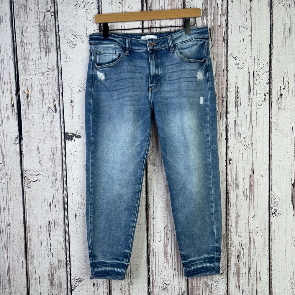 KanCan Signature Mid-Rise Ankle Skinny Jeans Size 30 Distressed Frayed Hems 24”